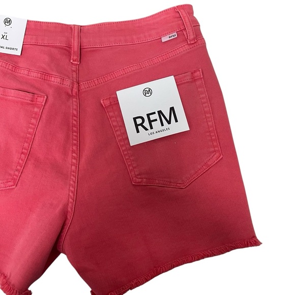 RFM Los Angeles‎ Essential High Waist Raw Hem Denim Shorts Sugar Coral Sz XL NWT - Picture 10 of 13